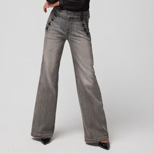 White House Black Market  High Rise Mariner Wide Leg Jeans Faded Black 6 30x32